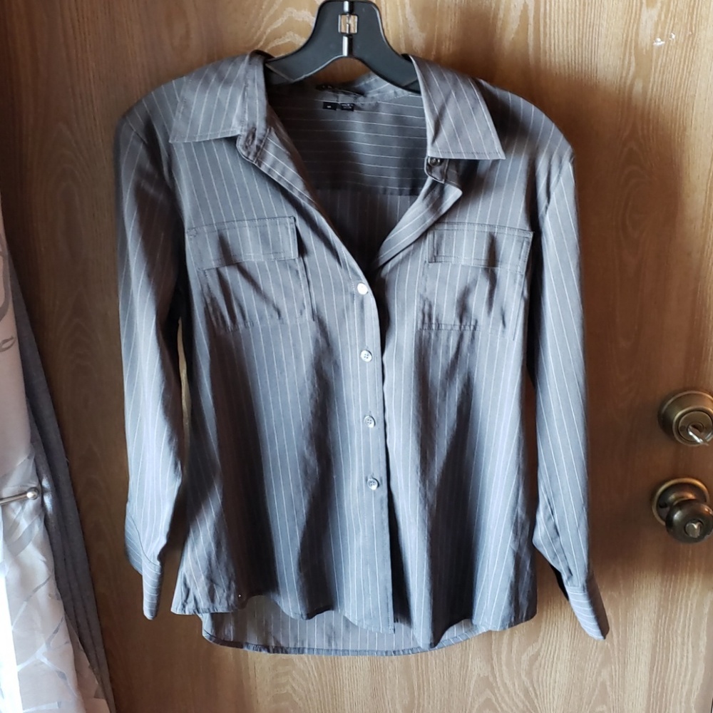 THEORY Angelina Sheer Stripe Shirt & Skirt